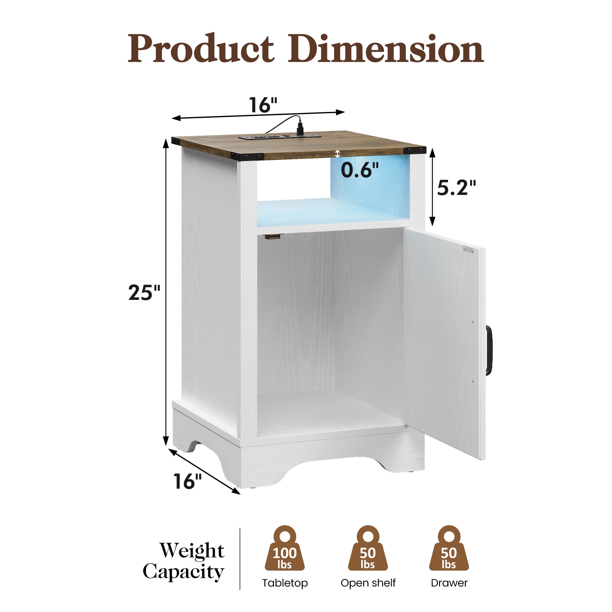 Set Of 2 Bedside Tables With Charging Station And Storage White_voghion.com